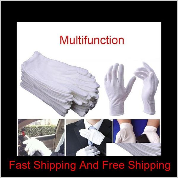 12pcs soft white cotton gloves garden housework protective glove inspection work wedding ceremony gloves anti-static qylfib homes2007